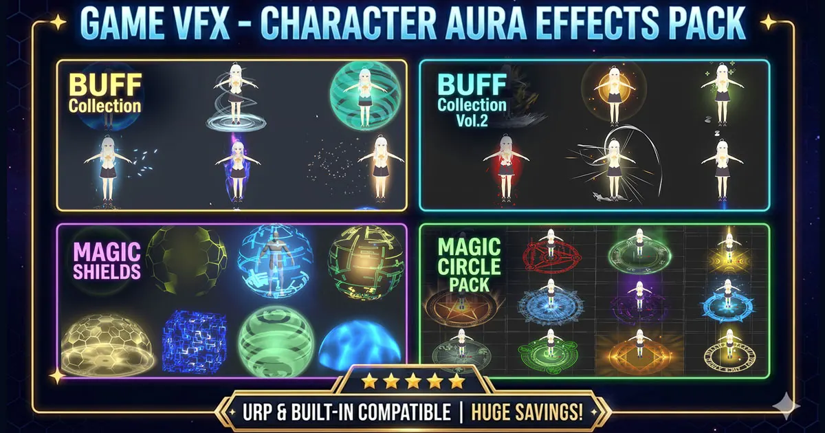 RPG Support Effects Bundle (Buff, Shield & Magic Circle) VFX preview