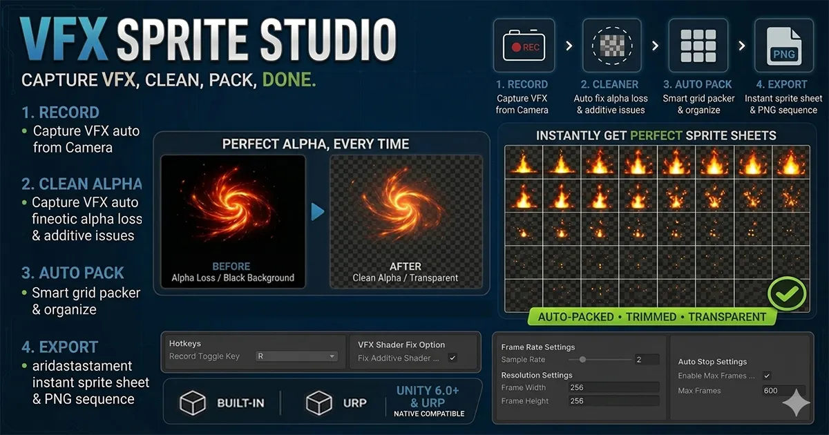 VFX Sprite Studio - Record, Remove BG, Generate Sprite Sheets & GIF VFX preview